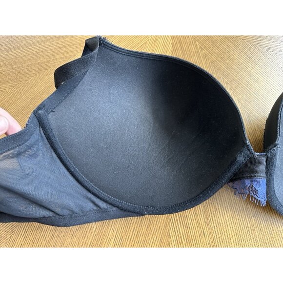 Victoria's Secret Black And Blue Lace Very Sexy Push Up Bra Size 36DDD - Picture 3 of 4